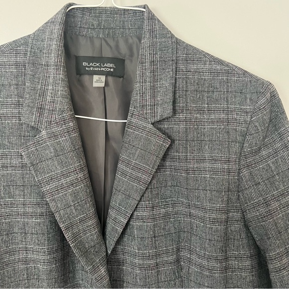 Evan Picone Glen Check Plaid Blazer Jacket 16 Womens Grey Office Career Business - Picture 2 of 11